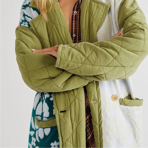 Free People Home Sweet Home Coat Quilted Sweater Knit Duster Jacket Coat Size S - Picture 4 of 13